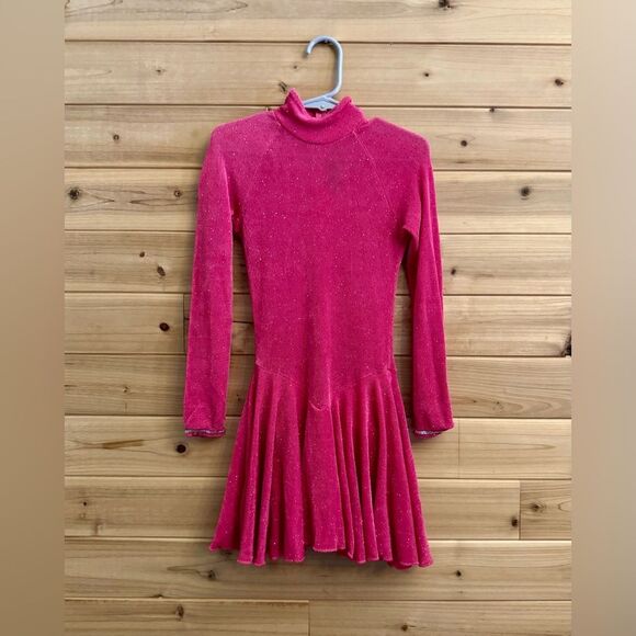 American Girl Size Small Pink Sparkle Dance Ice Skater Twirl Long Sleeve Dress - Picture 1 of 10